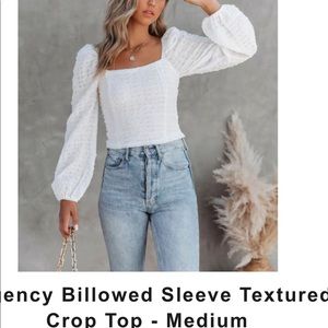 VICI white textured sleeve crop